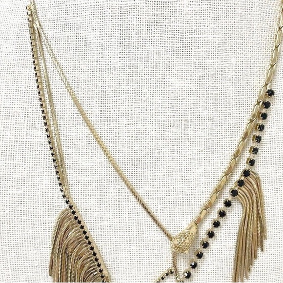 Iosselliani Italian Gold Tone Necklace Avant-garde Drop - Picture 2 of 7